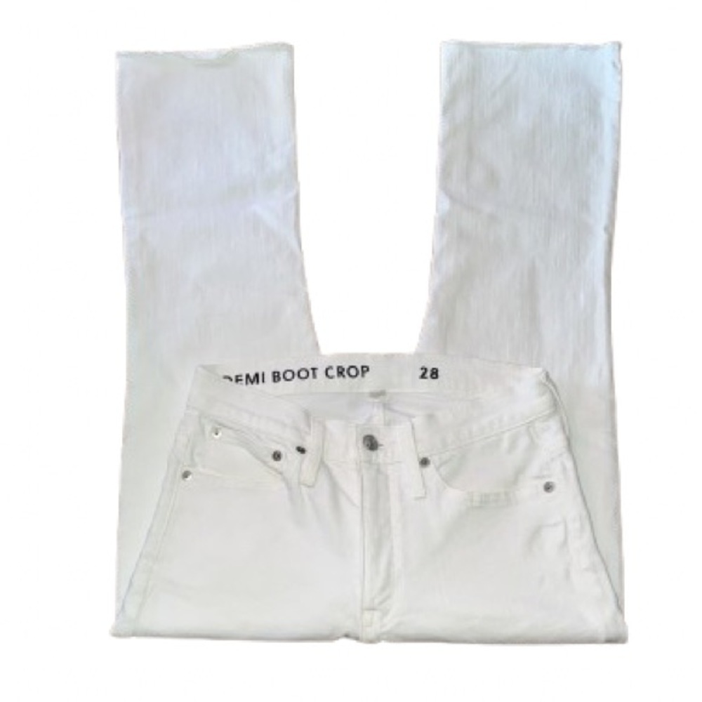 J. Crew white 9” Billie demi boot crop jeans with frayed hem size 28 - Picture 4 of 9
